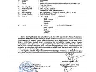 Kades Padangloang Alau Lapor Oknum Ashadi ke Polres Sidrap atas Tuduhan Pencemaran Nama Baik